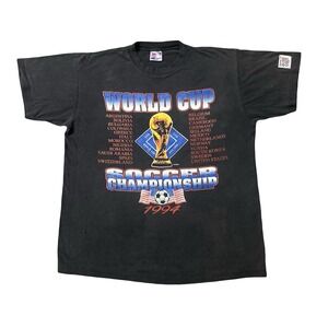 Vintage 1994 World Cup Soccer Championship T-Shirt Trench Ultra XL Black